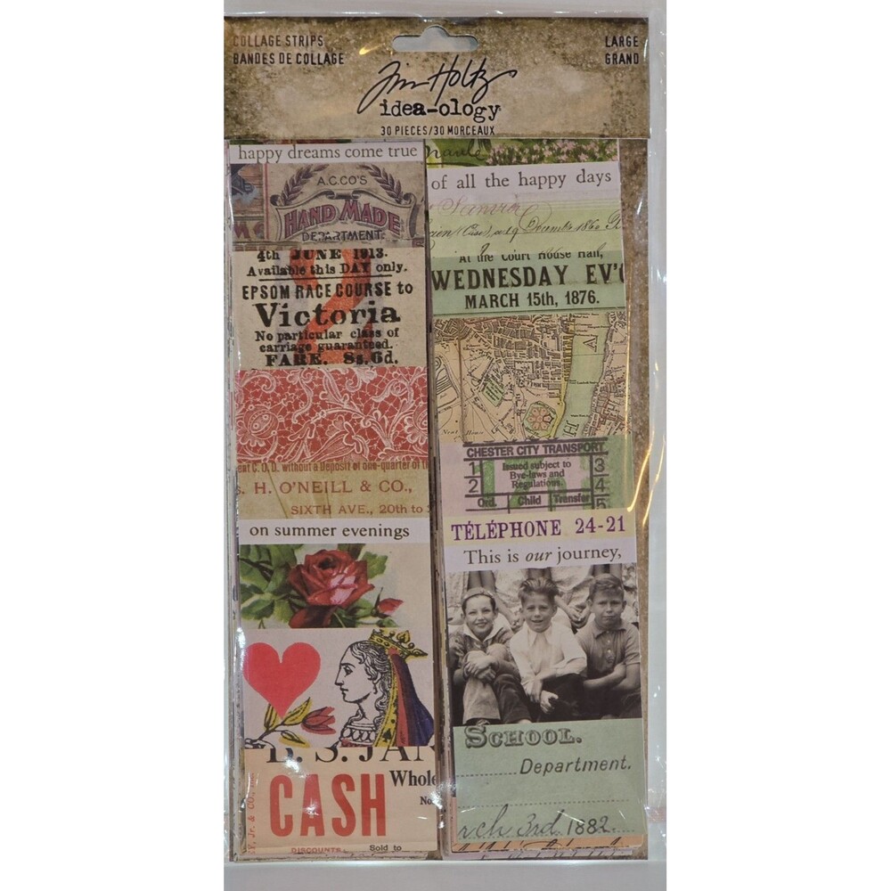Tim Holtz Idea-ology Collage Strips Large TH94367 30 Pc Vintage Ephemera New